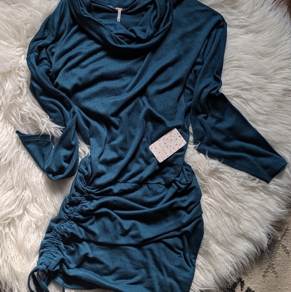 NWT Free People Sundown Mini Dress DK Green - Picture 4 of 6